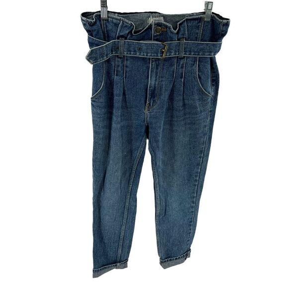 Initial J jeans paper bag waist high rise tapered leg medium 8 10 - Picture 1 of 12